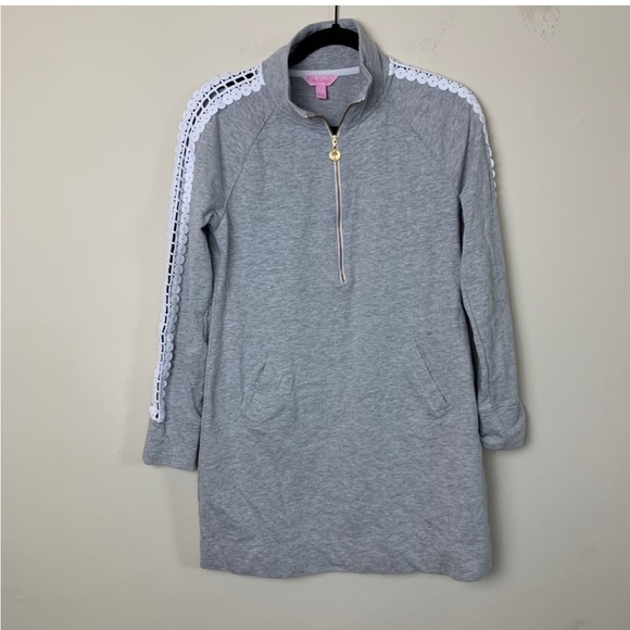 Lilly Pulitzer Grey Skipper Solid Popover Dress S - Picture 3 of 9